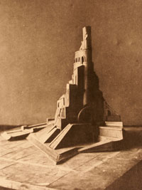 Yakoulov's prize winning model of the Monument to the Twenty-Six Commissars of Bakou presented at the International Exhibition in Paris 1925.